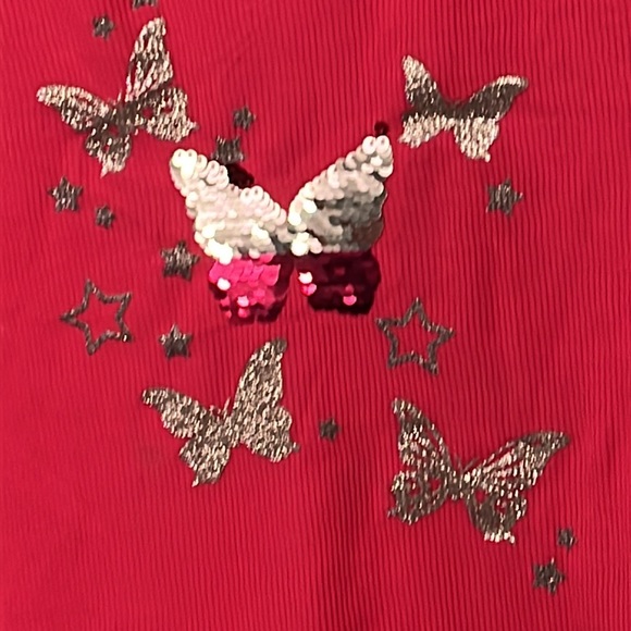 NWT PINK & VIOLET pink/navy butterfly dress with sequins, glitter, and keychain - Picture 3 of 7